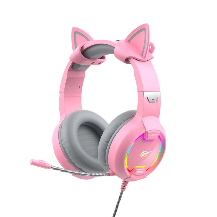 HAVIT H2233d-pink Sluchawki gamingowe rózowe kocie uszy
