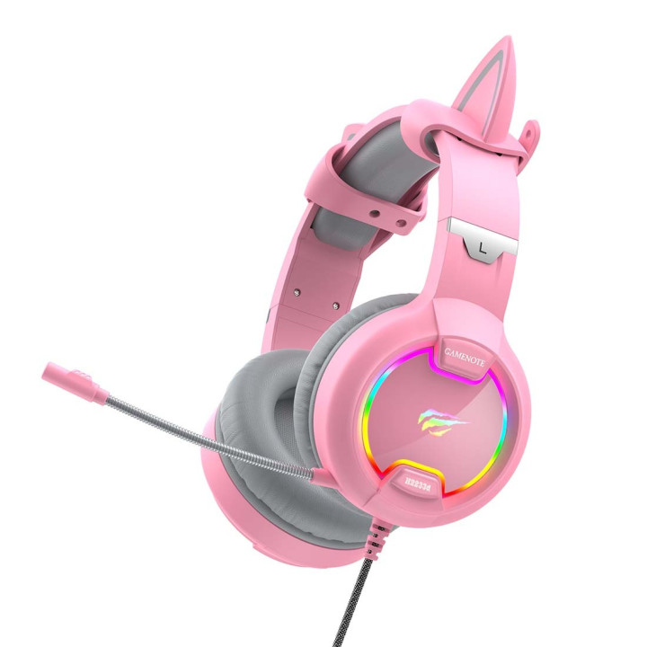 HAVIT H2233d-pink Sluchawki gamingowe rózowe kocie uszy