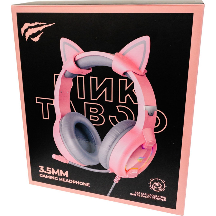 HAVIT H2233d-pink Sluchawki gamingowe rózowe kocie uszy