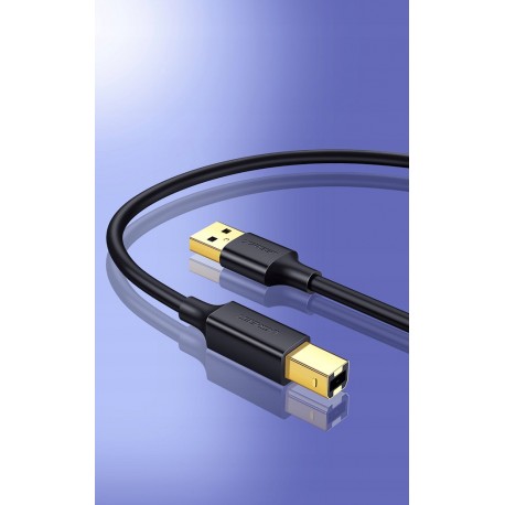 UGREEN 20846 Kabel USB 2.0 A-B, pozłacany, 1m (czarny)