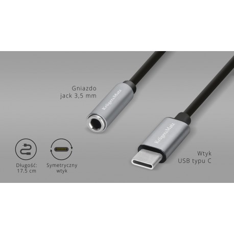 KRUGER&MATZ KM1245 adapter USB C - gniazdo jack 3,5 mm