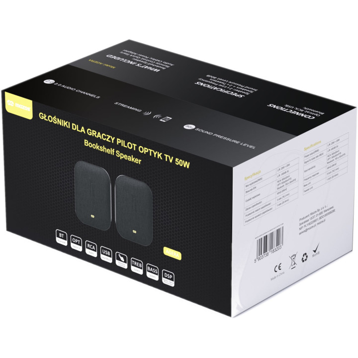MOZOS AGERA zestaw stereo 50W bluetooth spdif USB