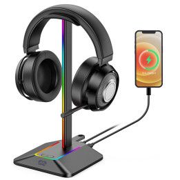 MOZOS D12 stojak na sluchawki RGB LED hub USB