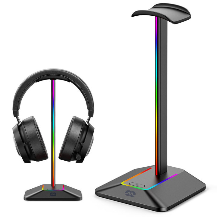 MOZOS D12 stojak na sluchawki RGB LED hub USB