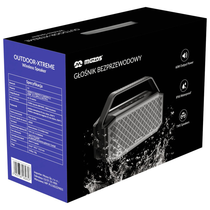 MOZOS OUTDOOR XTREME glosnik bezprzewodowy 60W / 80W