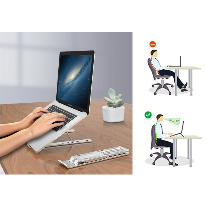 MOZOS N3-SV podstawka pod laptopa aluminiowa srebrna