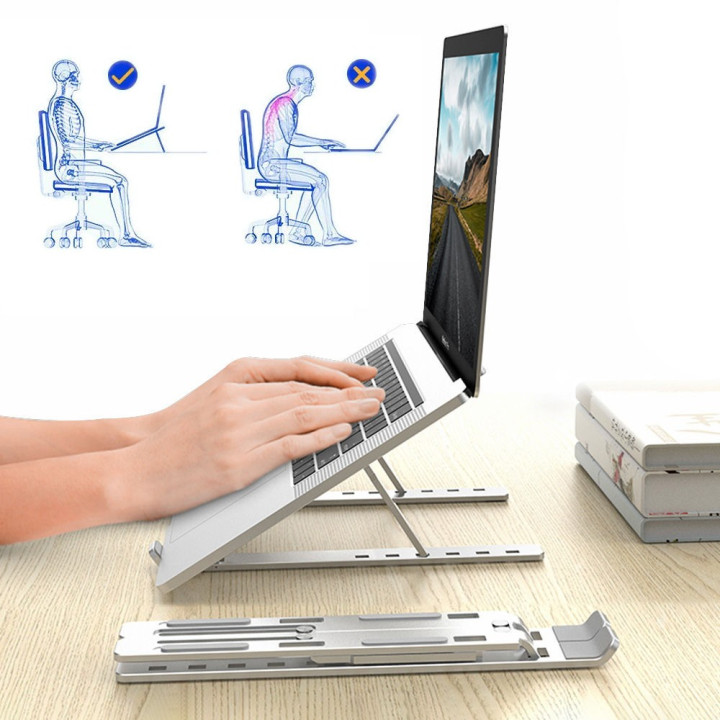 MOZOS N3-SV podstawka pod laptopa aluminiowa srebrna