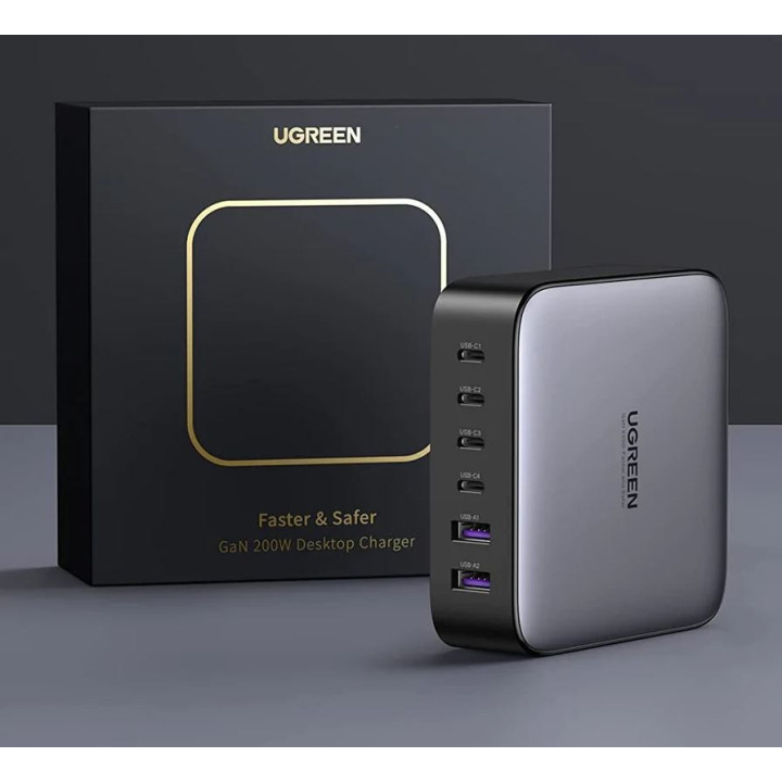 UGREEN 40914 Ladowarka sieciowa 200W GaN 2xUSB-A, 4xUSB-C