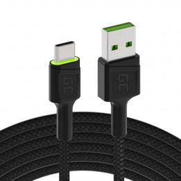 GREEN CELL KABGC06 kabel USB - USB-C 120cm, zielony LED, szy