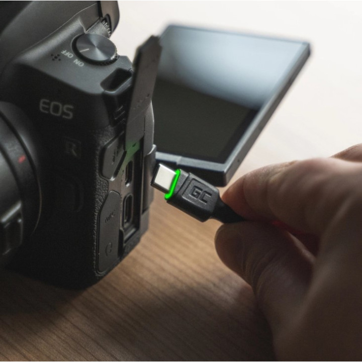 GREEN CELL KABGC06 kabel USB - USB-C 120cm, zielony LED, szy