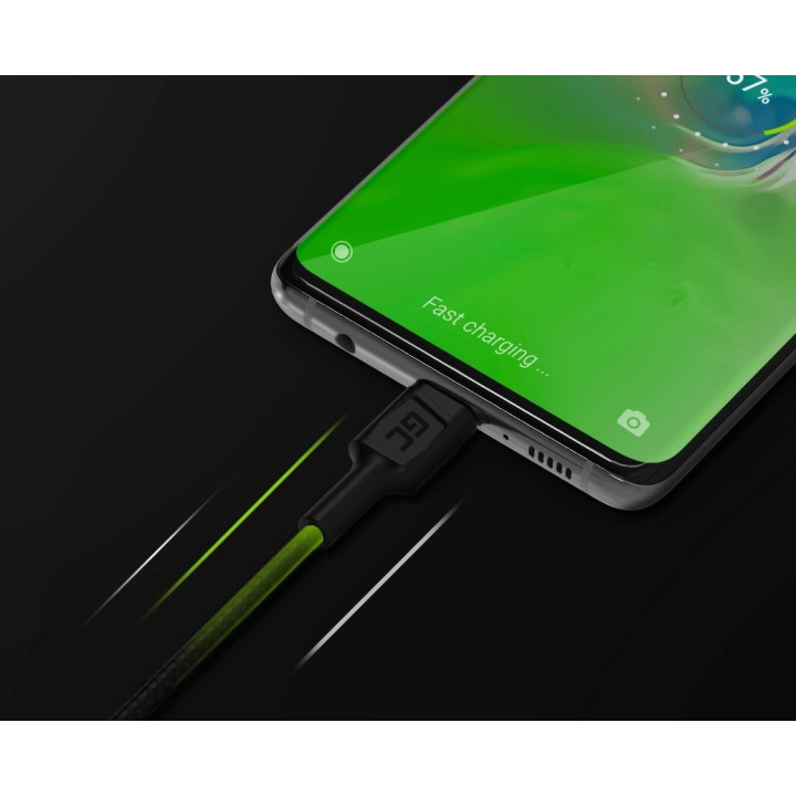 GREEN CELL KABGC06 kabel USB - USB-C 120cm, zielony LED, szy