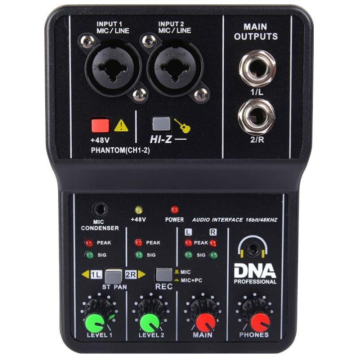 DNA MIX 2 mikser 2-kanalowy phantom interfejs USB