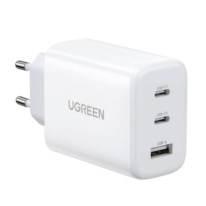 UGREEN ladowarka sieciowa 65W 2x USB-C, 1x USB biala