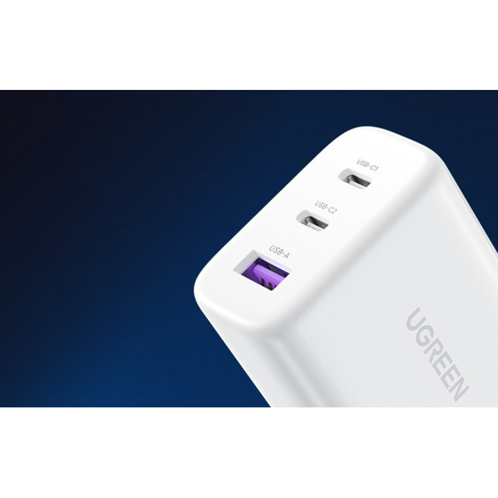 UGREEN ladowarka sieciowa 65W 2x USB-C, 1x USB biala