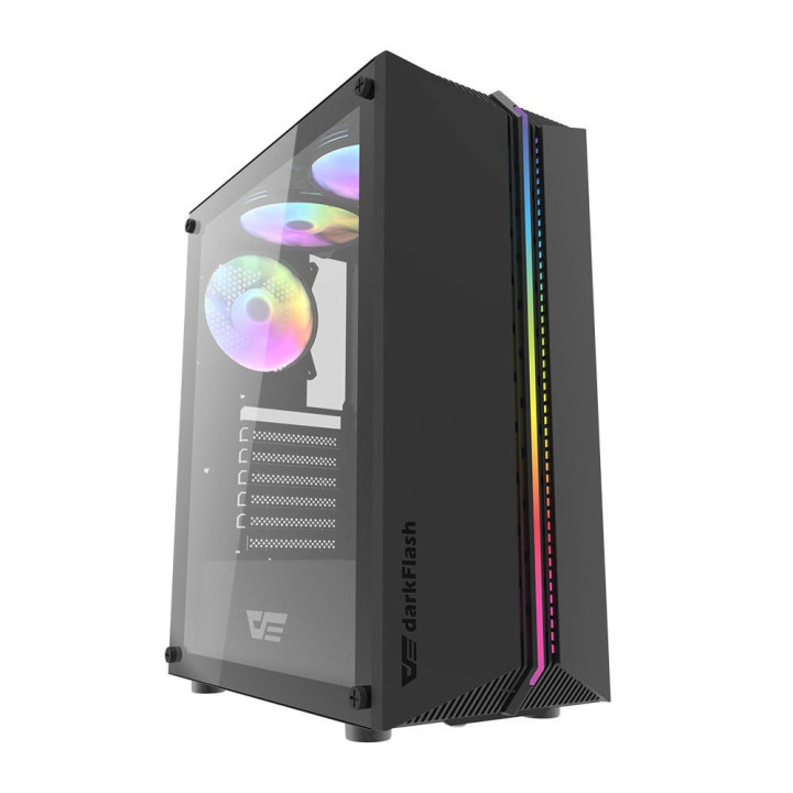 DARKFLASH DK151 LED Obudowa komputerowa 3 wentylatory czarna