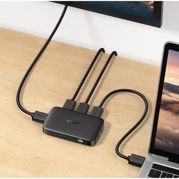 UGREEN 80125 Przelacznik Switch UGREEN CM332 3w1 HDMI 1.4 4K