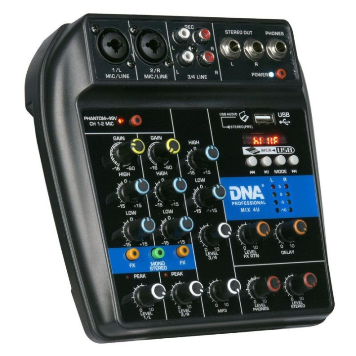 DNA MIX 4U mikser 4-kanalowy phantom interfejs USB Bluetooth