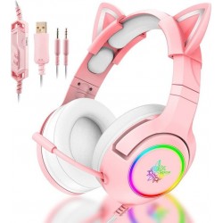 ONIKUMA K9 Słuchawki gamingowe różowe RGB