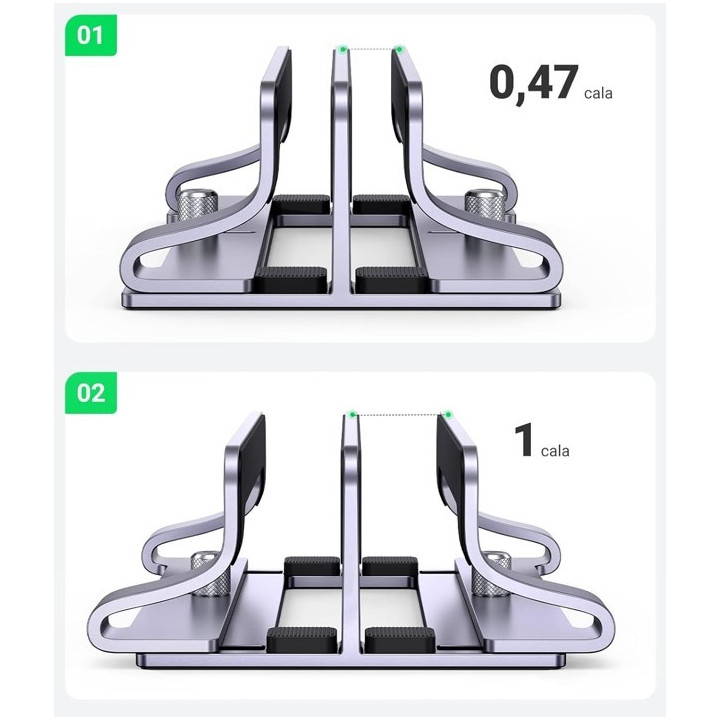 UGREEN 60643 Podwójny stojak na laptopa srebrny