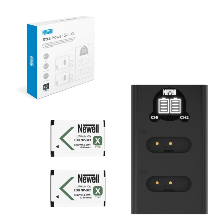 NEWELL Ladowarka dwukanalowa DL-USB-C i dwa akumulatory NP-B