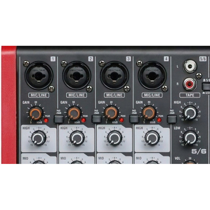 DNA CM6-DSP mikser audio 6 kanalów USB MP3 Bluetooth Phantom