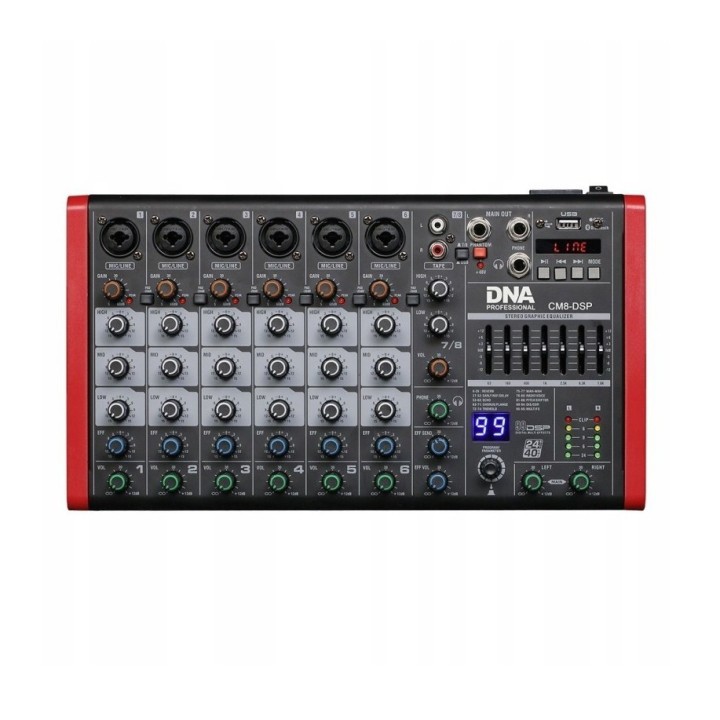 DNA CM8-DSP mikser audio 8 kanalów USB MP3 Bluetooth Phantom