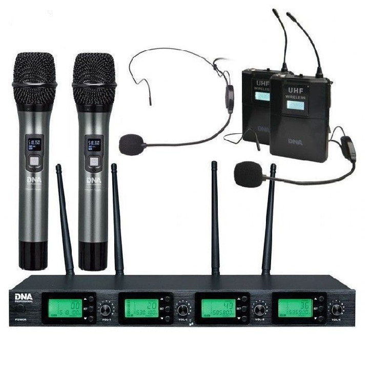 DNA RV-4 MIX zestaw bezprzewodowy 2 mikrofony doreczne + 2 m