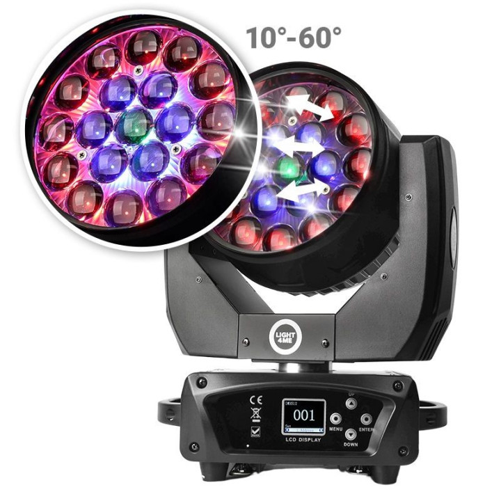LIGHT4ME ZOOM WASH 19x15W glowica ruchoma LED RGBW – ? Oswie
