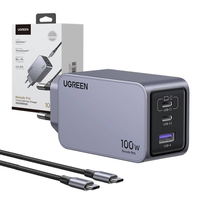 UGREEN 25874 Ladowarka sieciowa Nexode Pro 100W GaN USB + 2x