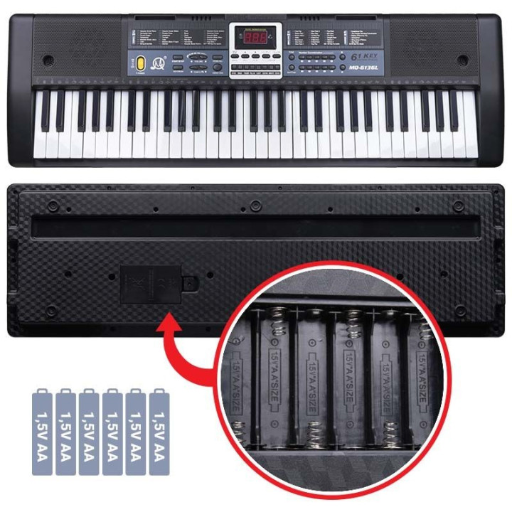 MQ 6136L keyboard organy z mikrofonem dla dzieci