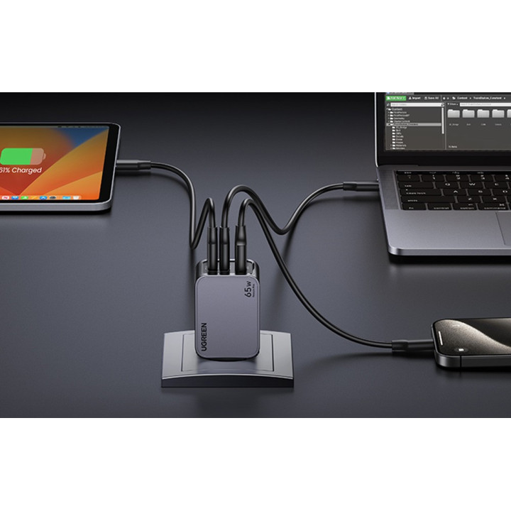 UGREEN Ladowarka sieciowa Nexode Pro, USB + 2x USB-C, 65W +