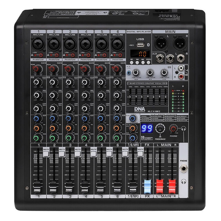DNA HLC 6 MK2 analogowy mikser dzwieku 6 kanalów USB MP3 Blu