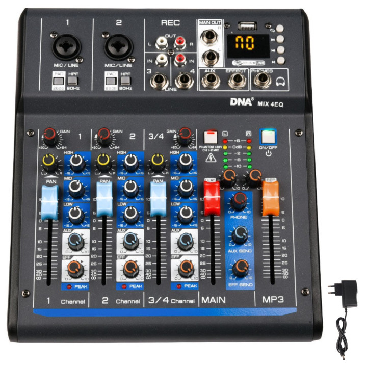 DNA MIX 4 EQ mikser audio USB MP3 Bluetooth analogowy 4 kana