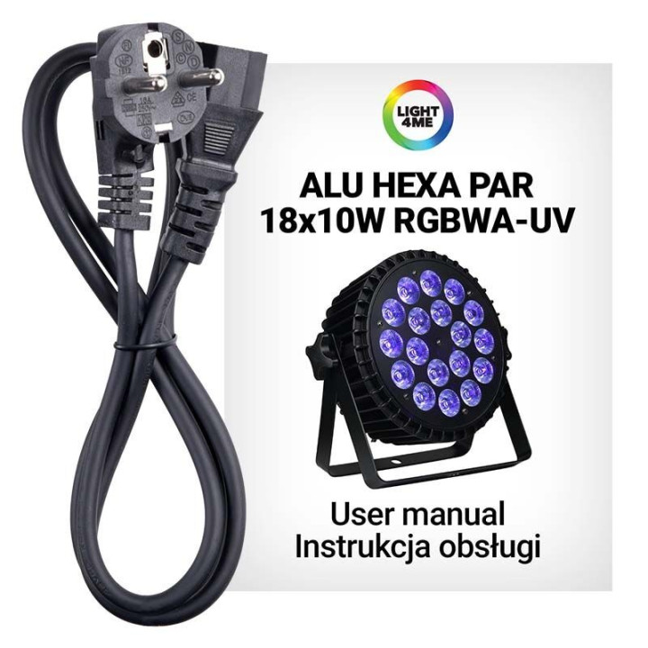 LIGHT4ME ALU HEXA PAR 18x10W RGBWA-UV reflektor sceniczny LE