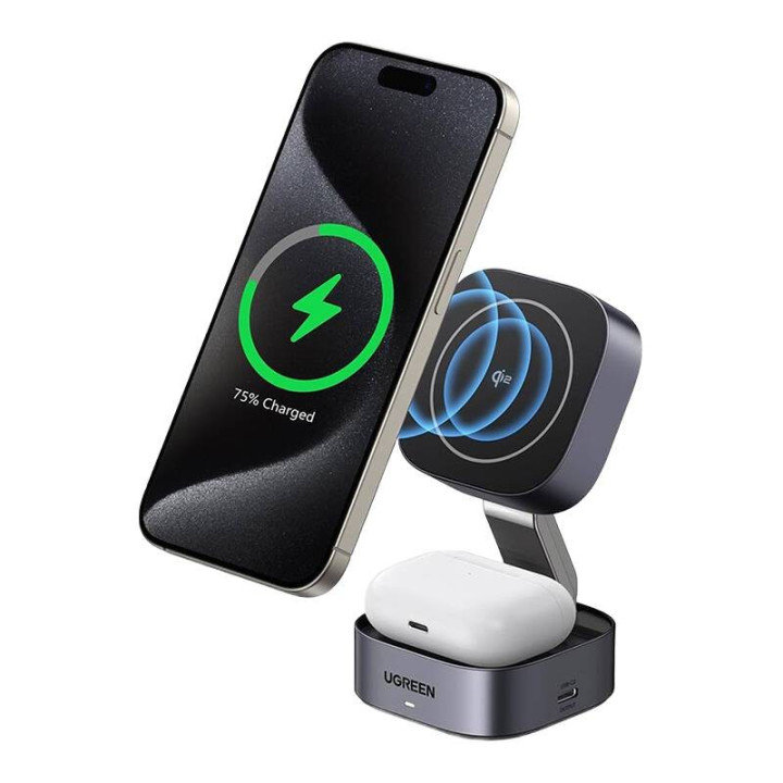 UGREEN 35316 Ladowarka indukcyjna Qi 2w1 do Iphone, AirPods,