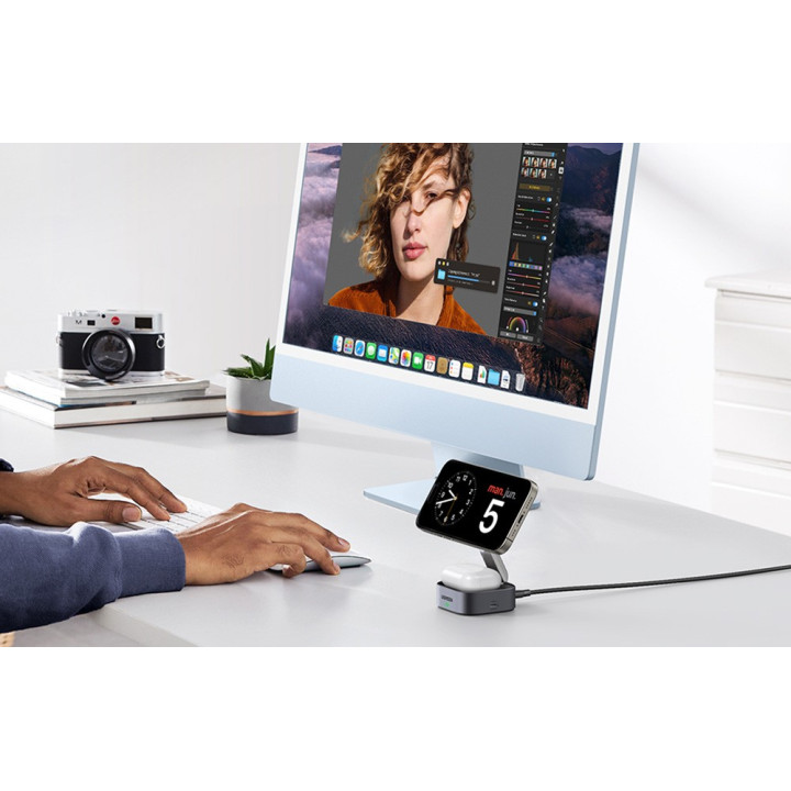 UGREEN 35316 Ladowarka indukcyjna Qi 2w1 do Iphone, AirPods,