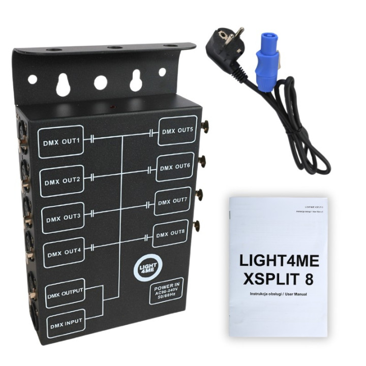 LIGHT4ME XSPLIT 8 rozdzielacz sygnalu DMX splitter 8-kanalow