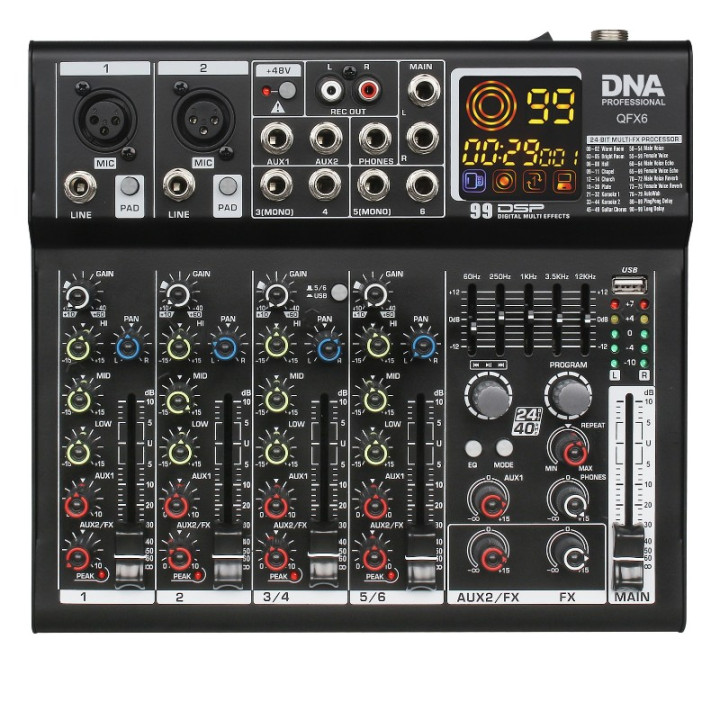 DNA QFX6 analogowy mikser dzwieku 6 kanalów Bluetooth USB MP