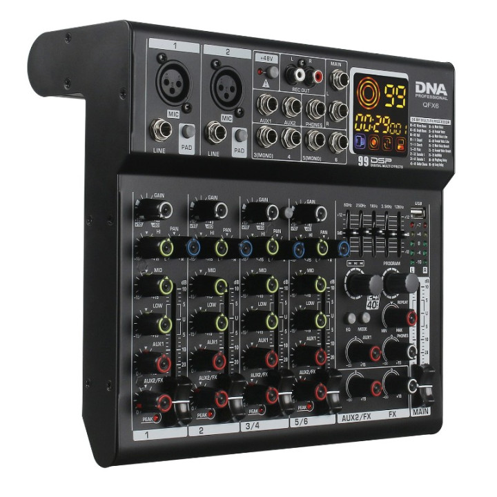DNA QFX6 analogowy mikser dzwieku 6 kanalów Bluetooth USB MP