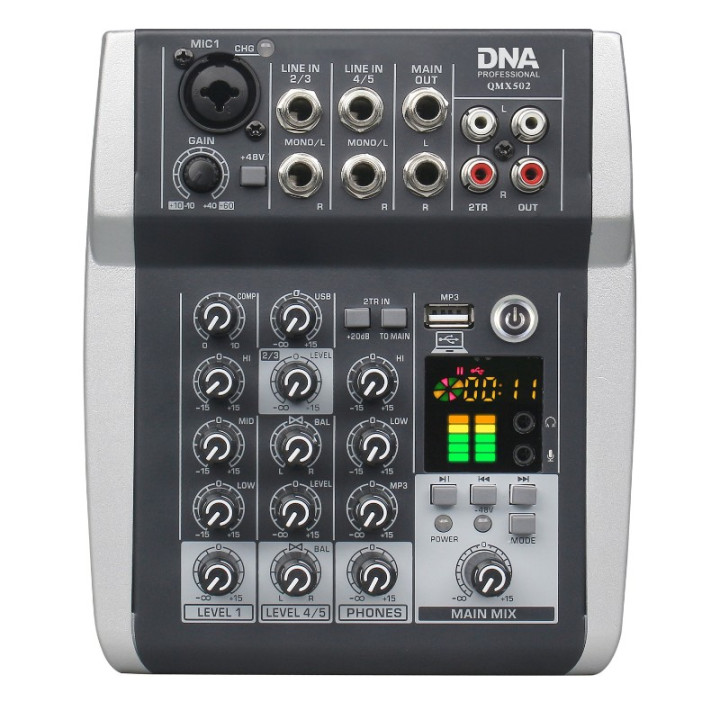 DNA QMX502 analogowy mikser dzwieku 5 kanalów Bluetooth USB