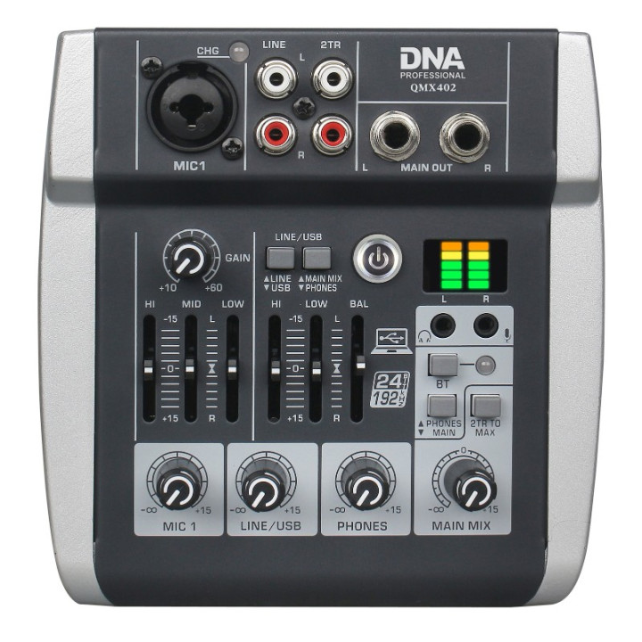 DNA QMX402 analogowy mikser dzwieku 3 kanaly Bluetooth USB-C