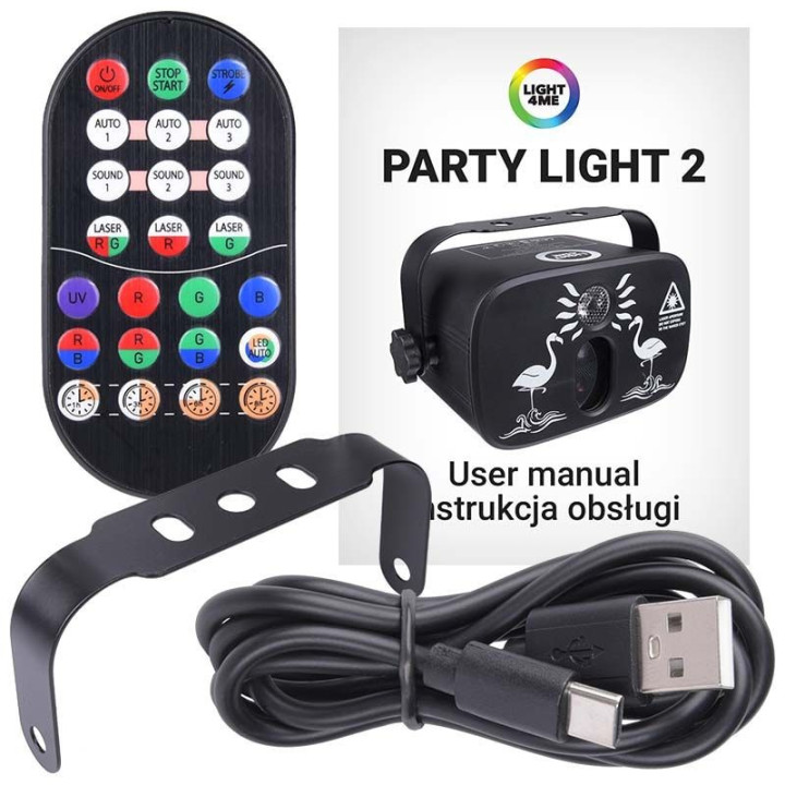 LIGHT4ME PARTY LIGHT 2 efekt LED oswietlenie disco laser +pi