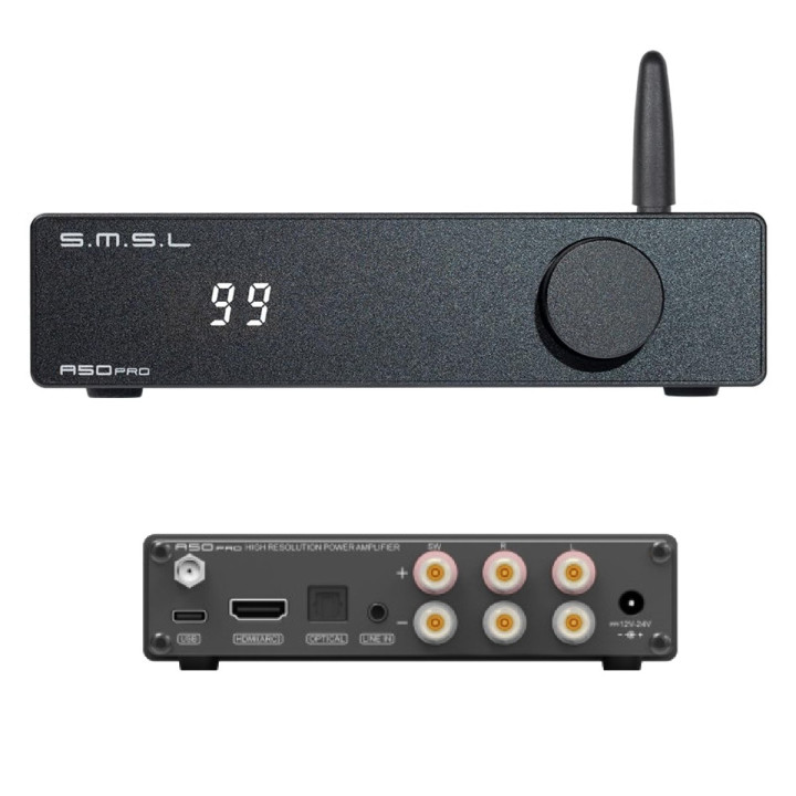 SMSL A50 PRO wzmacniacz glosnikowy 2.1 z Bluetooth i HDMI AR