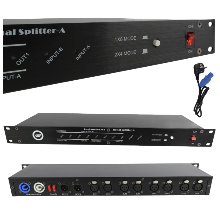 LIGHT4ME XSPLIT 2x4 rozdzielacz sygnalu DMX splitter 8-kanal