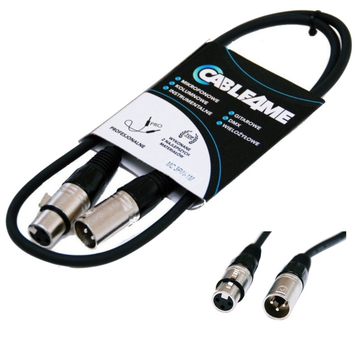 CABLE4ME przewód mikrofonowy sygnalowy XLR/XLR 1m