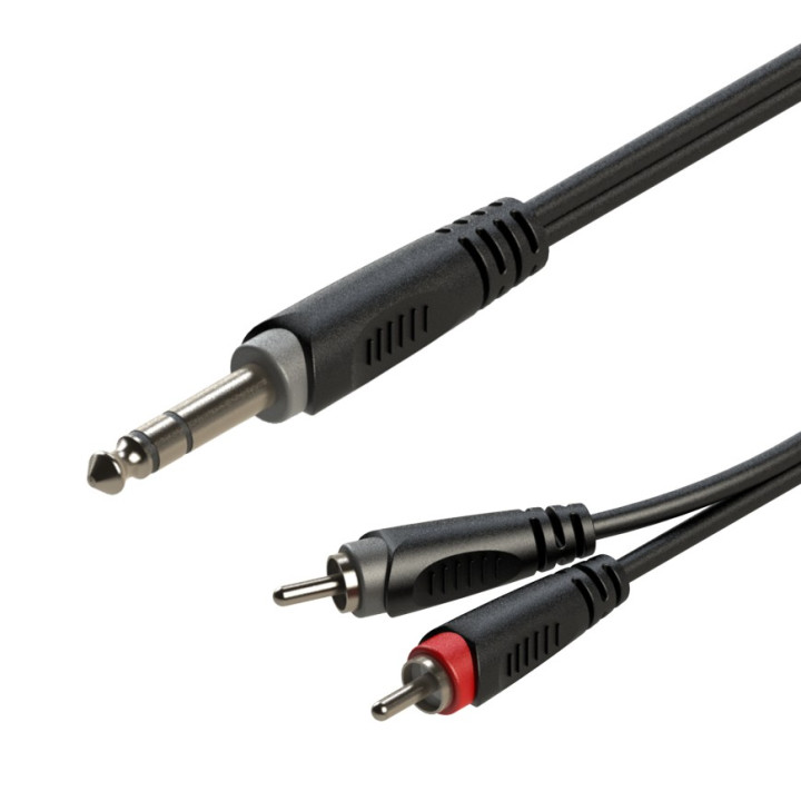 Kabel audio  1x wtyk jack stereo 6,3mm - 2x wtyk RCA 3m