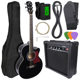 Gitara elektroakustyczna + wzmacniacz gitarowy zestaw BLACK