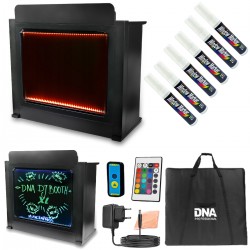 DNA DJ BOOTH XL BK stól stanowisko DJ podswietlana tablica LED RGB pilot dlugopisy pokrowiec zestaw – zdjęcie produktu