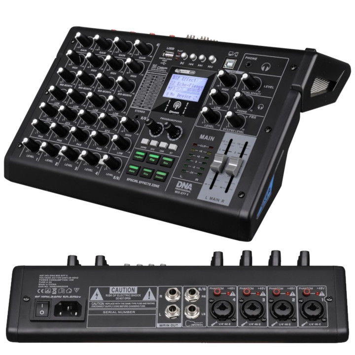 DNA MIX-EFF 6 analogowy mikser dźwięku 6 kanałów USB MP3 Bluetooth szybka wysyłka lub odbiór w Krakowie!
