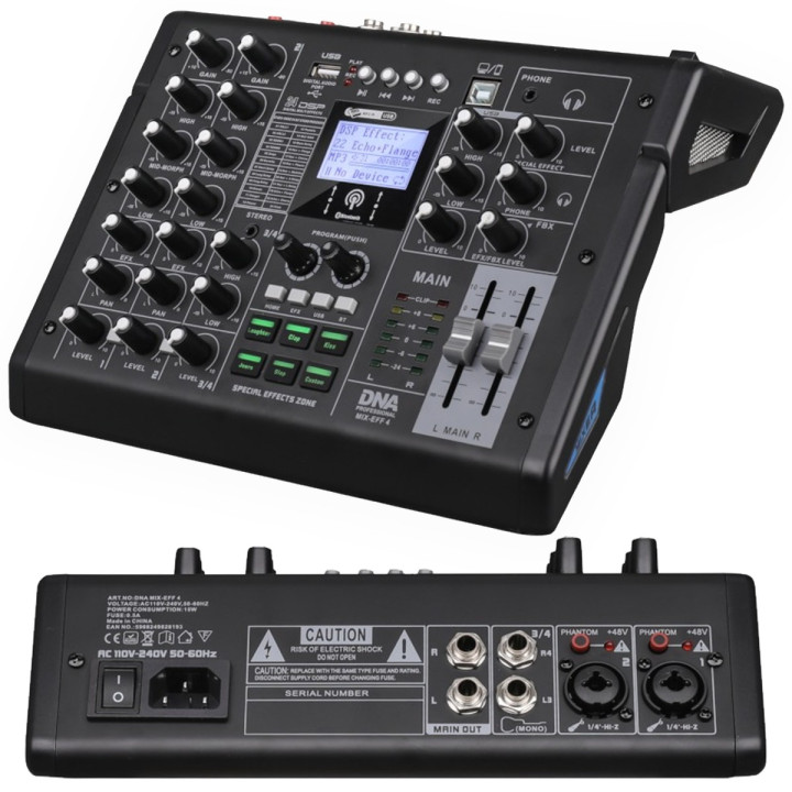DNA MIX-EFF 4 analogowy mikser dźwięku 4 kanały USB MP3 Bluetooth